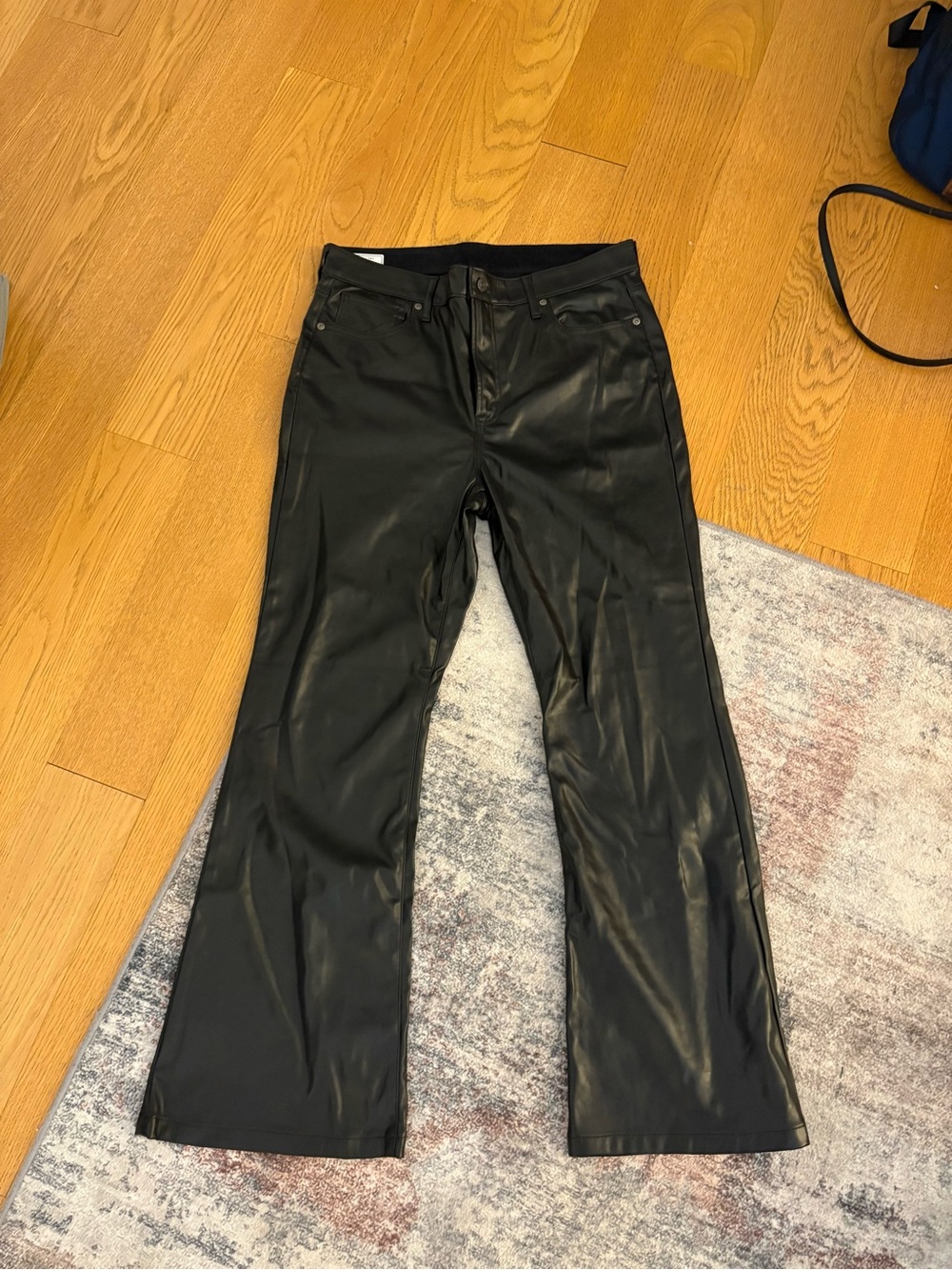 Gap Black Faux Leather flare pants